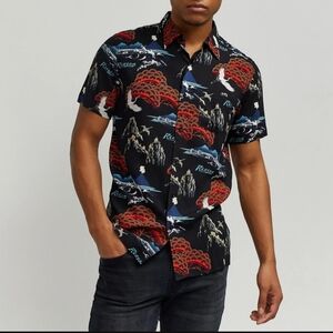 Reason Brand All Over Print Button Down Shirt NWT Size Large AU-3244